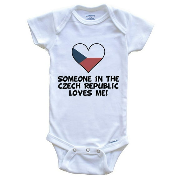 Someone In the Czech Republic Loves Me Czech Flag Heart Baby Bodysuit, 0-3 Months White