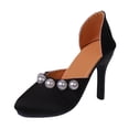 thumbnail image 3 of Zapatos de tacón alto con perlas y tacones altos para muñecas de acción femeninas. negro, 3 of 9