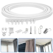 Aovky Flexible Bendable Ceiling Curtain Track, 16.4FT (5m) Curved Curtain Track Ceiling Mount with Curtain Rail System, Ceiling Track for Curtains for Room Divider RV Shower Bay Window, White