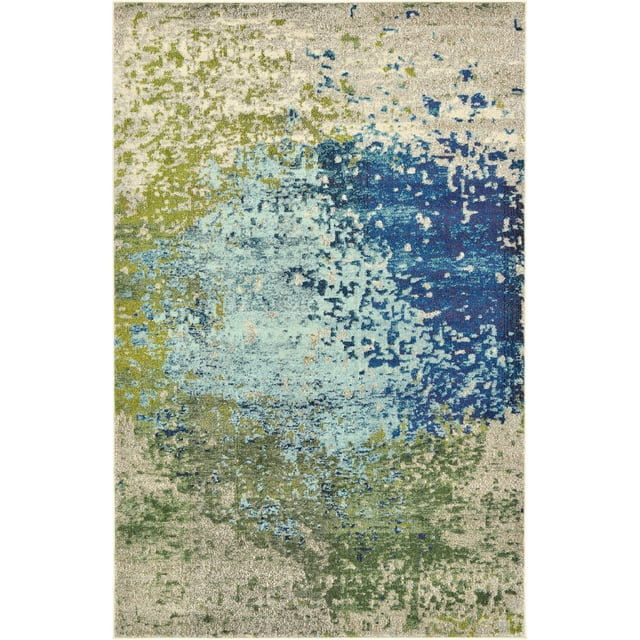 Unique Loom Tapis Abstrait Coloré de la Collection Estrella, Rectangle de 5' x 8', Bleu