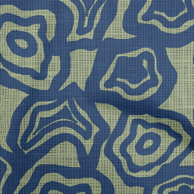 oneOone Polyester Spandex Medium Blue Fabric Abstract Floral Sewing Material Print Fabric By The Yard 56 Inch Wide