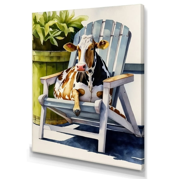 Designart Cow On A Chair V Canvas Wall Art