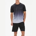 thumbnail image 2 of Men's Workout Outfit Sets Mesh Breathable Quick Dry T-Shirt and Elastic Shorts 2-Piece Running Fitness Exercise Set Gradient Color Athletic Sportswear for Men, 2 of 7