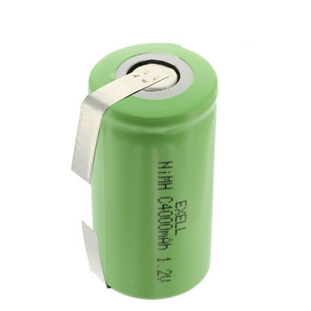 Exell 1.2V 4000mAh NiMH C Size Rechargeable Battery w/ Tabs