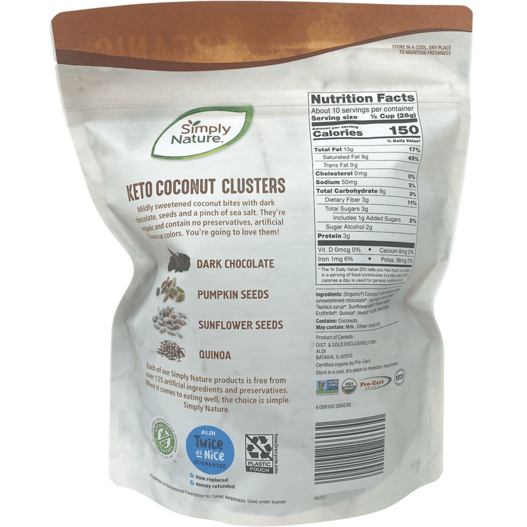 Simply Nature Organic Keto Coconut Clusters with Dark Chocolate