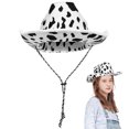 thumbnail image 1 of KAKOWELY 1 sombrero elegante con estampado de vaca, sombrero creativo con estampado de vaca, sombrero de fieltro estampado, 1 of 4