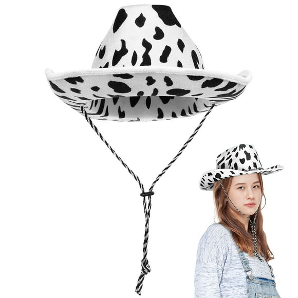 KAKOWELY 1 sombrero elegante con estampado de vaca, sombrero creativo con estampado de vaca, sombrero de fieltro estampado