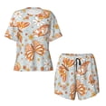 thumbnail image 4 of Naloa Retro Floral Butterfly Women's Short-Sleeved Pajama Set, Loungewear, Summer pajamas, Breathable Cozy - Large, 4 of 9