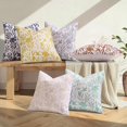 thumbnail image 2 of linely Floral Throw Pillow Covers 20"x20"" Set of 2, Rust Vintage Block Print Linen Fall Pillow Covers, Rustic Neutral Toile Farmhouse Decorative Square Pillowcases for Couch Sofa, 2 of 4