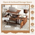 thumbnail image 6 of Tangkula Lift Top Coffee Table with Storage, Living Room Table with Hidden Compartment, Cabinet & Open Shelf, Flip Top Center Table, Pull up Coffee Table for Home, Office (Rustic Brown), 6 of 18