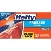 Hefty Slider Zipper Freezer Storage Bags, Quart, 32 Ct