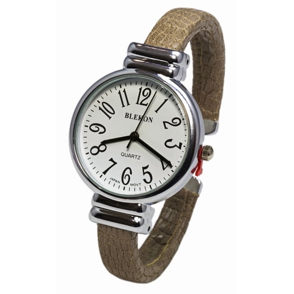 Blekon Collections Japanese Quartz Women's 31mm Case Snake Pattern Leather Cuff Bangle Watch