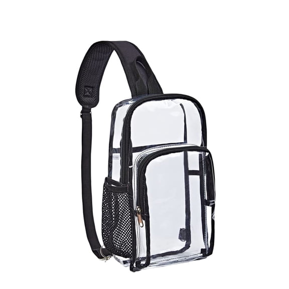 MUSOIE Clear Sling Bag for Stadium Events Crossbody Bag Purses for Women Men Fanny Pack Chest Bag