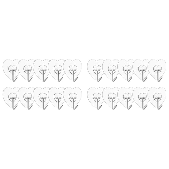 Ecohintz Multipurpose Clear Adhesive Wall Hooks (20-Pack) - No Nail Sticky Hook for Kitchen Keys, Glass Door, Towels, Coats - Damage-Free Utility Hanging Solution - Strong Hold, Clear Sticky Hooks