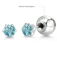 thumbnail image 6 of Gem Stone King Platinum Blue Zircon Stud Earrings for Women Men (1.00 Cttw, Gemstone December Birthstone, Round 4MM), 6 of 6