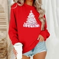 thumbnail image 2 of asdoklhq Christmas Plus Size Sweaters for Women Round Neck Hoodless Christmas Printed Casual Loose Sweatshirt Red S, 2 of 6