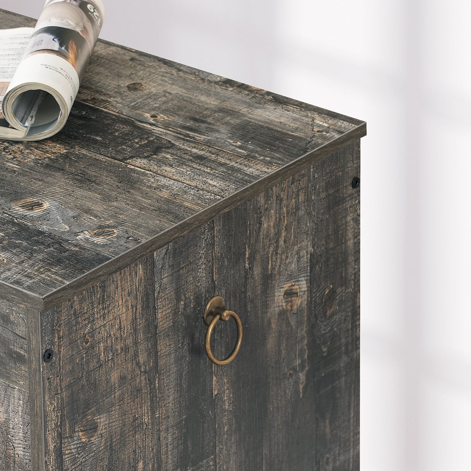 HOOBRO 39.3"  Storage Chest with Drawer, 220-lb Capacity, Safety Hinge, Vintage Gray