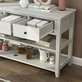 thumbnail image 6 of Karl home Console Table Entryway Desk, Sofa Side Table with 3 Drawers 2 Bottom Storage Shelves, Vintage TV Stand for Hallway Living Room Office, Antique White 29.9" H, 6 of 7