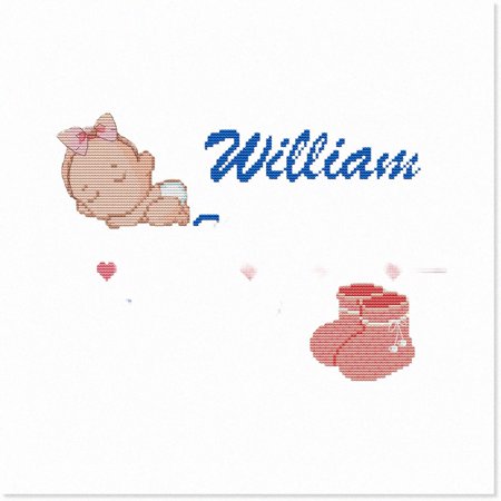 Personalized Baby Birth Record Cross Stitch Kit - DIY Gift, 14CT, 2 Strands, 12.6x8.66 inch
