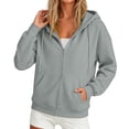 thumbnail image 3 of MLCDZ Womens Zip Up Drawstring Hoodies Long Sleeve Hooded Sweatshirts Y2K Fall Casual Trendy Jacket Lightweight Loose Fit Daily Commute Coat with Pockets, 3 of 10