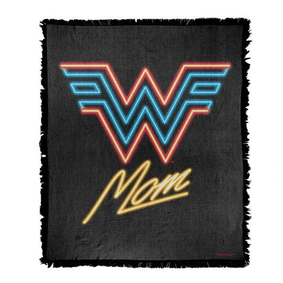 Wonder Woman Movie Blanket, 50"x60" Wonder Mon Neon Woven Tapestry Cotton Blend Fringed Throw Blanket