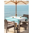 thumbnail image 3 of Outdoor Tablecloth with Umbrella Hole for Patio/Picnic/Party/Camping, Teal Green Striped Waterproof Table Cloth Square Cover Washable, Farmhouse Simple Line Vertical Stripes (54"x 54"), 3 of 9