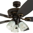 thumbnail image 6 of Prominence Home Marston 52" Oil Rubbed Bronce Ceiling Fan with 5 Blades, 3 Arm Textured Glass Light Kit & Pull Chains, 6 of 8