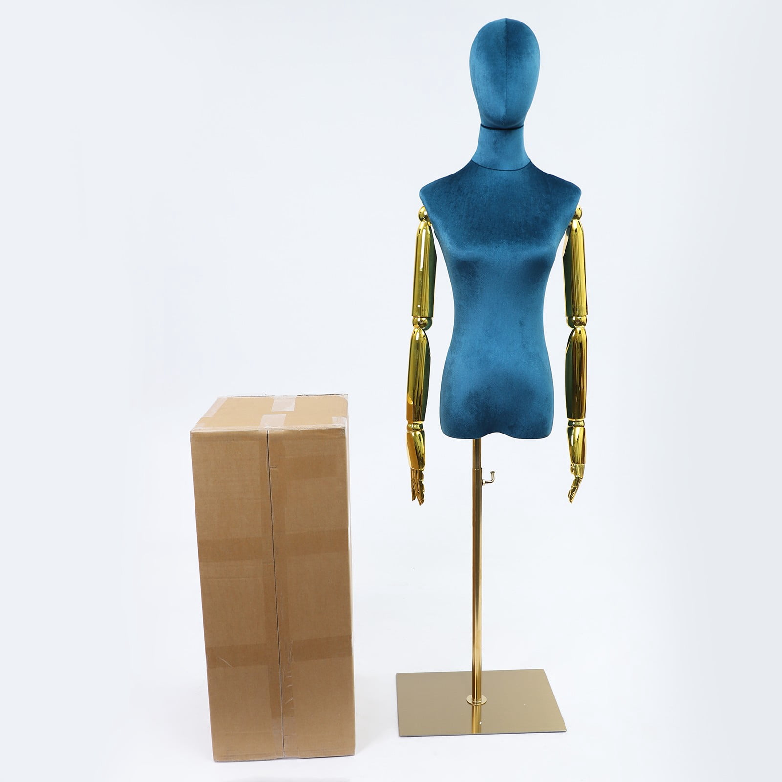 Dress Form Female Mannequin with Adjustable Arms and Square Base