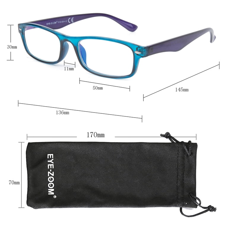 Blue Light Blocking Reading Glasses with Retro Rectangular Plastic Frame EYE ZOOM 3 Pack Retro Rectangular Plastic Frame Blue Light  main image 2