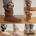 thumbnail image 2 of Novelty Cartoon Animal Socks - Christmas Gifts: Cat & Deer Warm Winter Socks for Girls & Womenp, 2 of 2