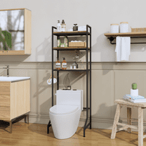Over The Toilet Storage Rack 3-Tier Bathroom Organizer Shelf Over Toilet Multi-Functional Shelves Toilet Storage Rack Rustic Brown