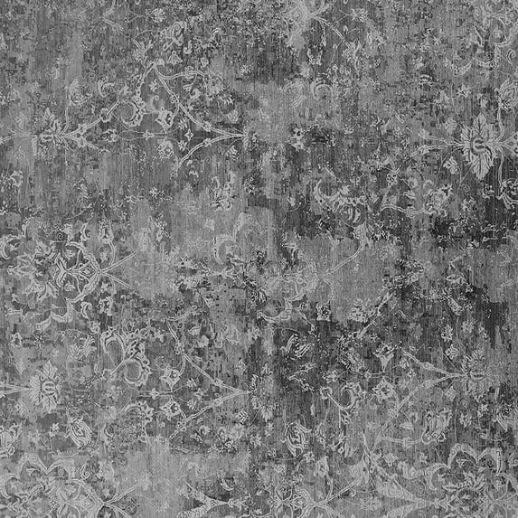 Ahgly Company Indoor Square Oriental Gray Industrial Area Rugs, 3' Square