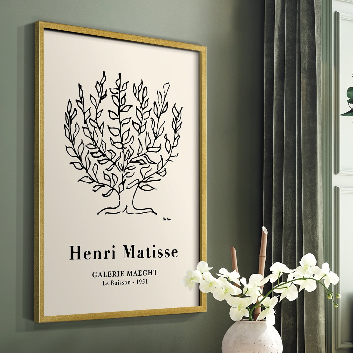 Matisse CXLVIII Framed Print in Gold Solid Wood 22 x 28 Framed Print