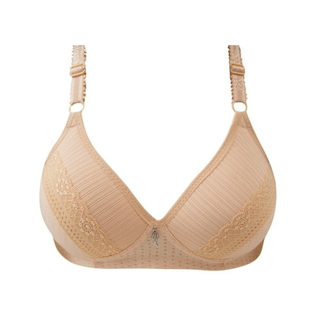 

KDDYLITQ Women Adjustable Straps Full Coverage Bras Support Bra Push Up 18 Hour Bralette Beige 40