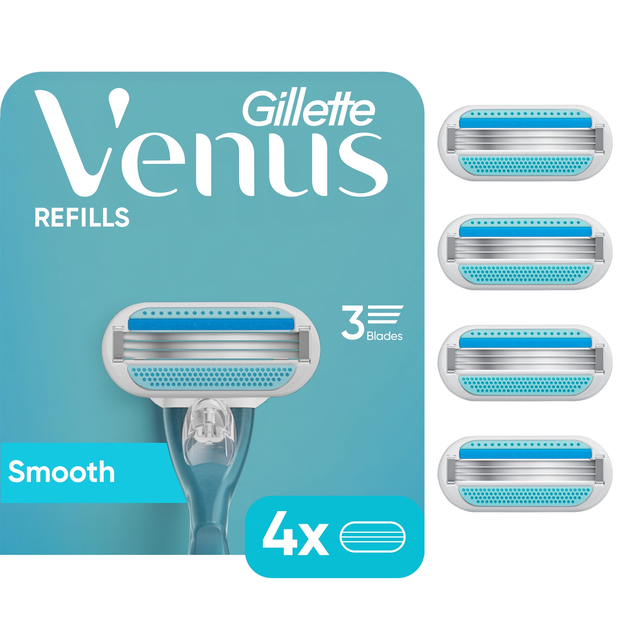 (2 pack) Venus Smooth Women's Razor Blade Refills, 4 Count