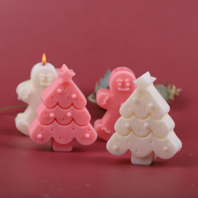 Udiyo 1/2/4pcs Christmas Silicone Molds,Silicone Christmas Tree Baking Mold, Candy Chocolate Molds,Xmas Gift Handmade Soap Molds,Set DIY Baking
