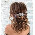 thumbnail image 4 of Flower Wedding Hair Comb Silver Rhinestone Bride Headpieces Pearls Crystal Bridal Hair Accessories for Women, 4 of 4
