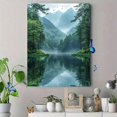 thumbnail image 4 of Qisvanset Framed Canvas Wall Art 12x16 Inch Emerald Mountain Forest Lake Modern Nature Art, 4 of 5
