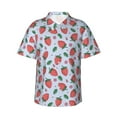 thumbnail image 2 of Xecao Strawberries print Hawaiian shirt - a stylish short-sleeve button-down for men, perfect for casual beach and tropical outings., 2 of 9