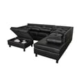 thumbnail image 2 of Hassch Futon 3 PC Sectional Sofa Set with Storage Ottoman,Black, 2 of 7
