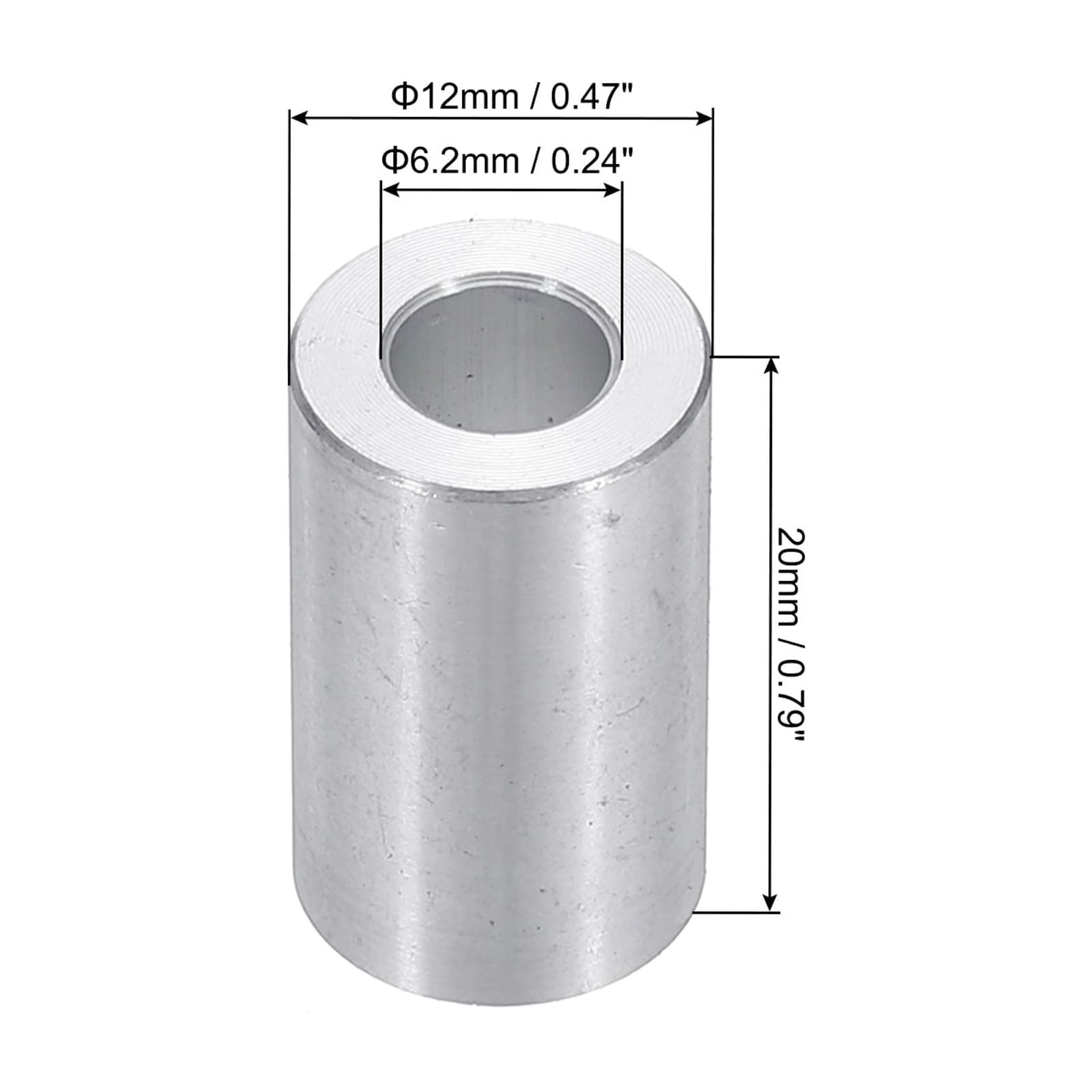 M6 Aluminum Spacers, 12 Pcs Metal Spacers Aluminum 6.2mm ID x 12mm OD x 20mm L Aluminum Spacer Screw Standoff Round for 1/4 or M6 Screw Bolts
