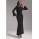 thumbnail image 4 of Vestido Eurien Choker de manga larga con diamantes maxi para mujer, 4 of 6