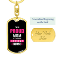 thumbnail image 3 of A Proud Mom Nurse Stainless Steel or 18k Gold Premium Swivel Dog Tag Keychain, 3 of 16