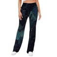 thumbnail image 2 of Marble Texture Women's Wide Leg Pants High Waist Adjustable Knot Loose Casual Trousers Business Work Casual Pants, 2 of 8