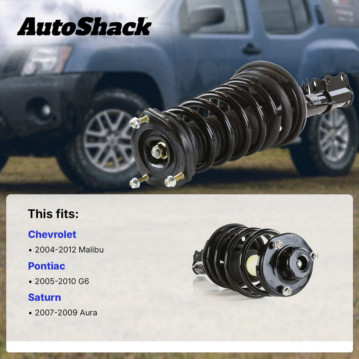 AutoShack Front Complete Strut & Coil Spring Assembly - Passenger Side for Chevrolet, Pontiac & Saturn, Malibu 2004-2012 G6 2005-2010 Aura 2007-2009, FWD L4 2.2L 2.4L V6 3.5L 3.6L 3.9L