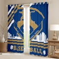 thumbnail image 2 of Homewish Baseball Sport City Curtains Pack of 2 (42x84 Each),Ball Game Gamer Curtains Blackout,Brown Blue White Bedroom Curtains For Kids,Luxury Bedroom Decor, 2 of 6