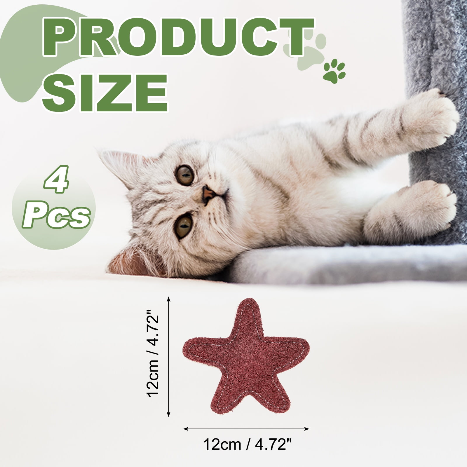 Uxcell Bite Resistant Catnip Playing, Durable and Interesting, Star Shaped Cat Teeth Chew Playing Catnip Filled (Red, 4 Pcs), Intended for Bedroom / Balcony / Living Room