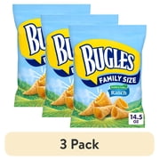 (3 pack) Bugles Crispy Corn Snacks, Hidden Valley Ranch Flavor, Snack Bag, 14.5 oz