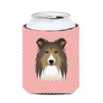 thumbnail image 1 of Checkerboard Pink Sheltie Can Or Bottle Hugger, 12 Oz., 1 of 1
