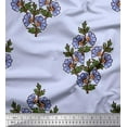 thumbnail image 1 of Soimoi Poly Georgette Fabric Leaves & Floral Block Print Fabric by The Yard 52 Inch Wide, 1 of 3